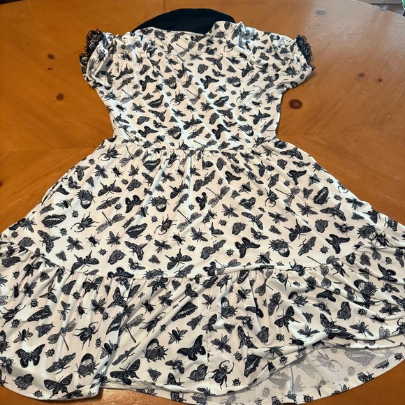 Hot Topic Black & White Tiered Collared Lace Trim Bug Mini Dress M Gothic Witchy - Picture 15 of 15